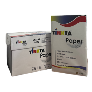 Caja de papel 8.5 x 14 / 75grs , 97% Blancura
